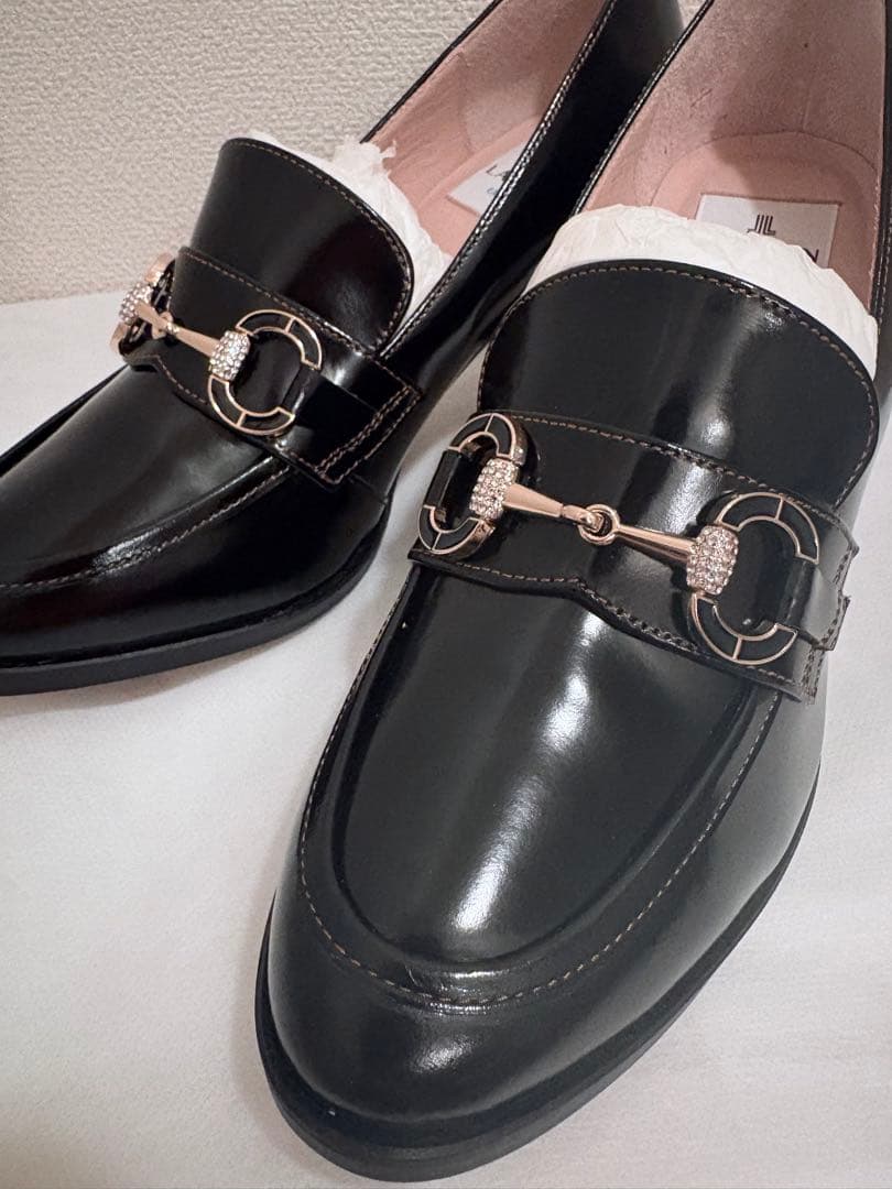 LANVIN en Bleu ビットローファーパンプス　ブラックエナメル　24