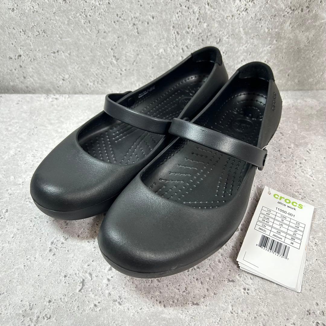 【タグ付き新品】クロックス アリスワーク 黒 W9 25.0 メリージェーン