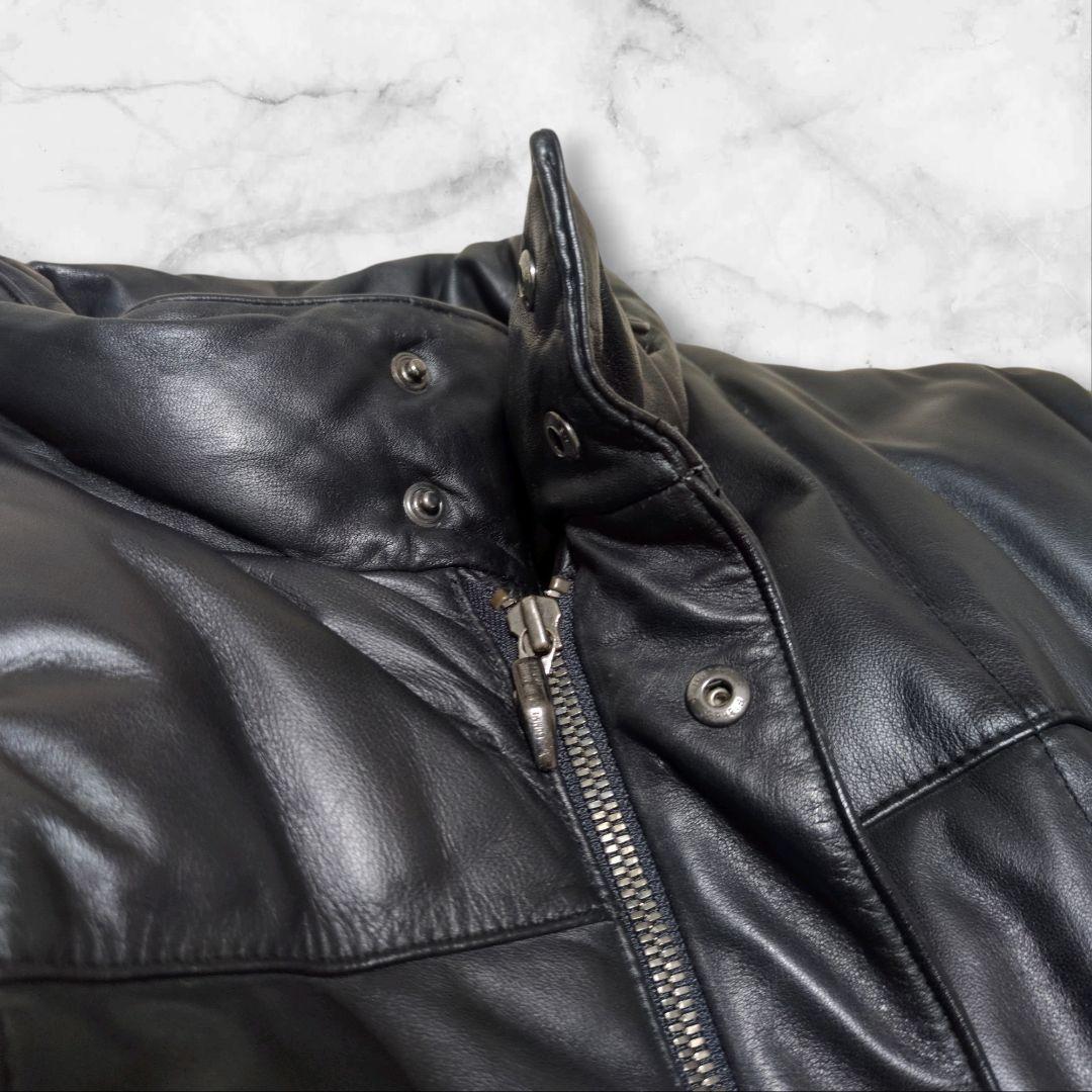 コムサデモードメン 馬革 ヌプシ 肉厚 ダウンジャケット 黒 ホースレザー
