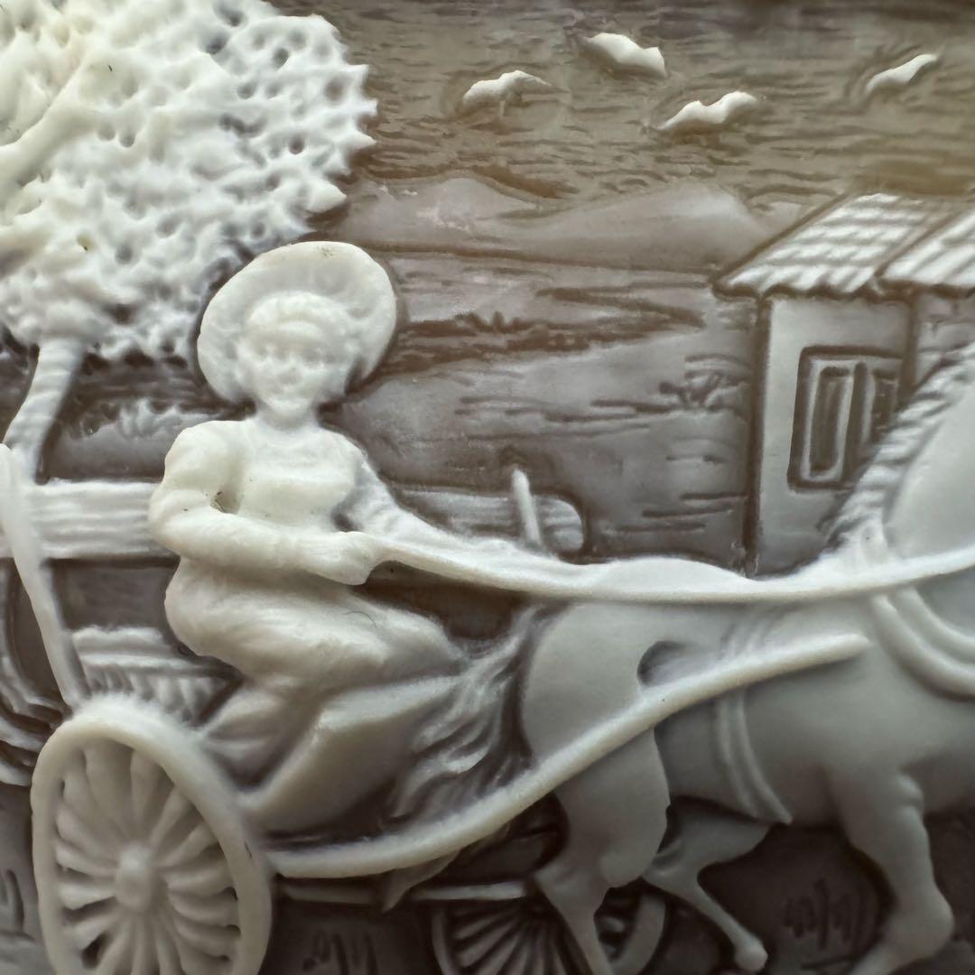 松坂屋　K18 カメオ　シェル　ダイヤモンド　デザイナー作品　ブローチ＆トップ