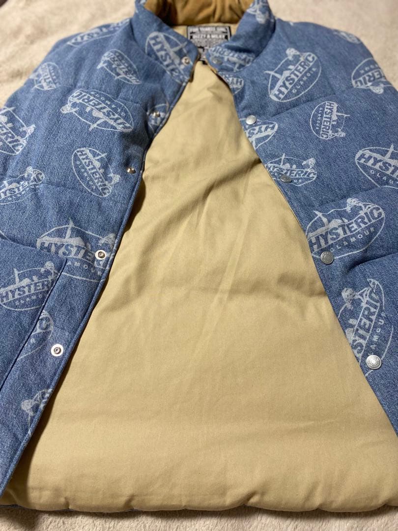 HYSTERICGLAMOUR　OVAL WOMAN柄 デニム ダウンベストXL