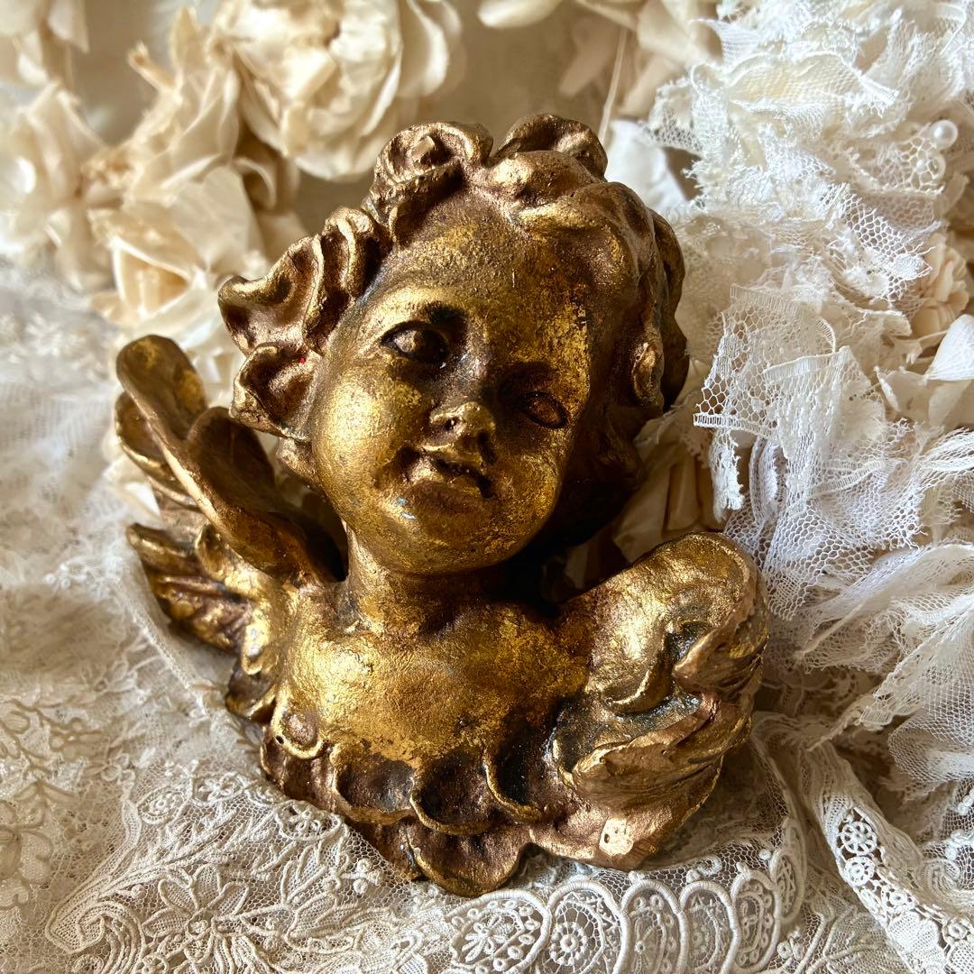 天使オブジェ　ウォールデコレーション　壁掛けオーナメント　フランスアンティーク