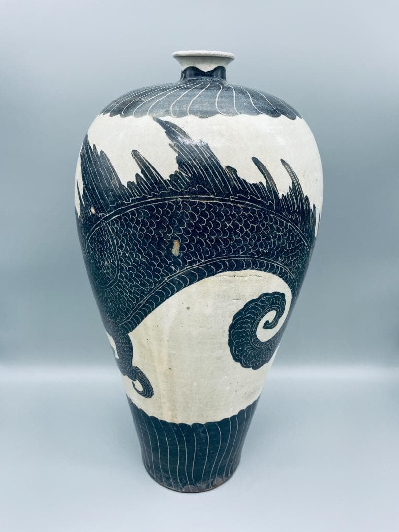 北宋 磁州窯 龍紋 梅瓶 中国陶磁器