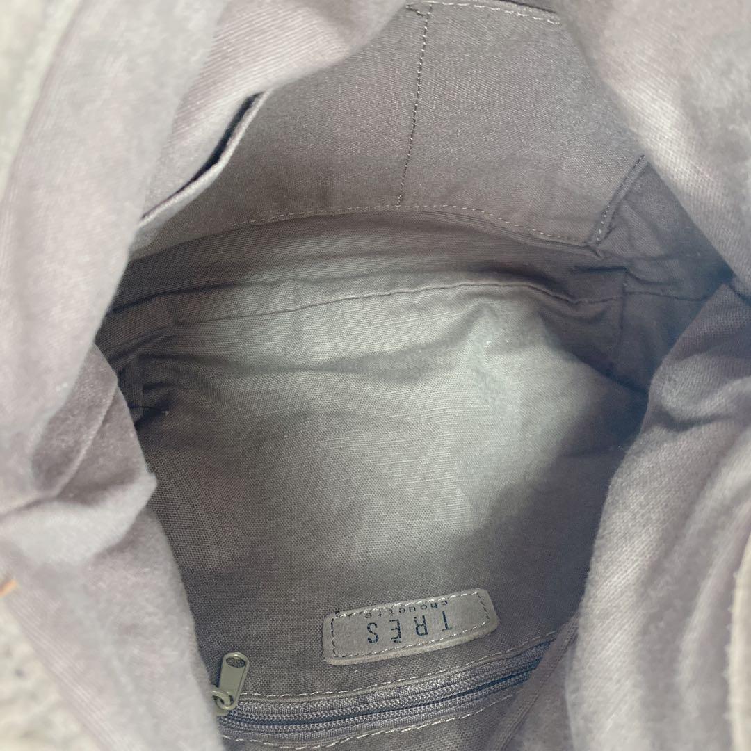 【TRES】牛革 スタッズ付き グレージュショルダー2wayバッグ y2k