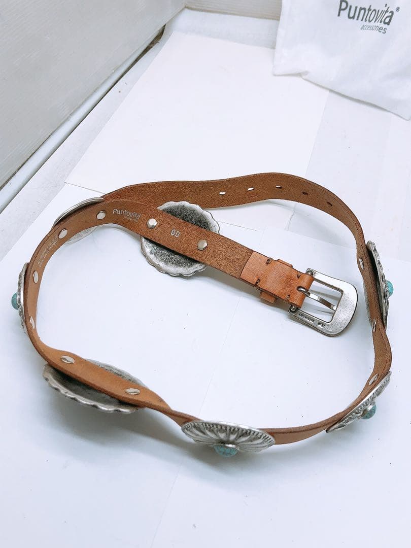 と*ろ様 Puntovita プントヴィータ 80 レザー コンチョベルト 長さ