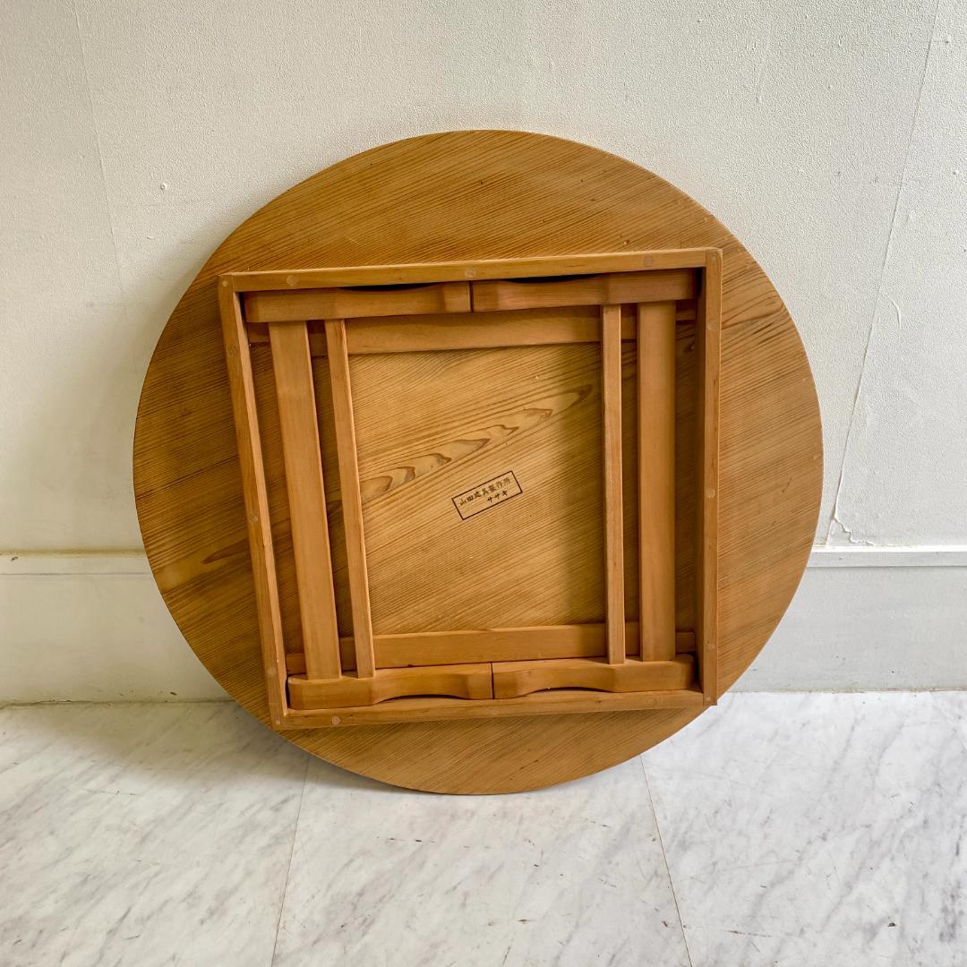 昭和レトロ 木製 丸ちゃぶ台 折りたたみ式｜ローテーブル 古道具 和家具