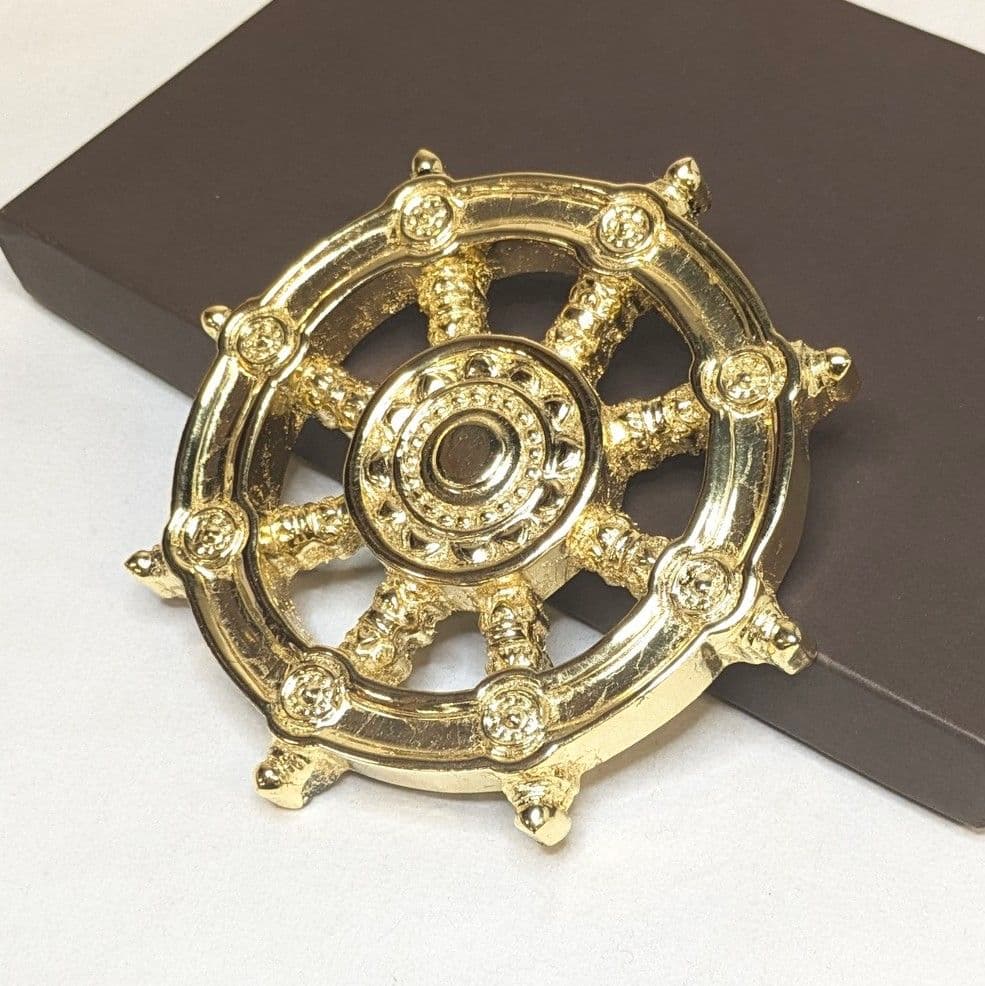 【セール・新品】 輪宝　木製　約12.4cm　4寸　金箔　宗派紋　定紋　法輪