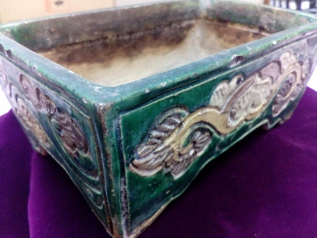 江戸時代中期源内焼極稀少博物館級勢州蔵出讃岐高松藩御用窯当時物葵唐草模様香炉