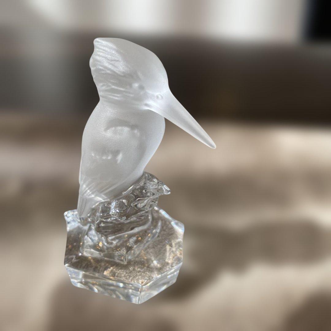 【インテリア　オーナメント（クリスタルのカワセミ）】翡翠はサンドブラスト仕上げ