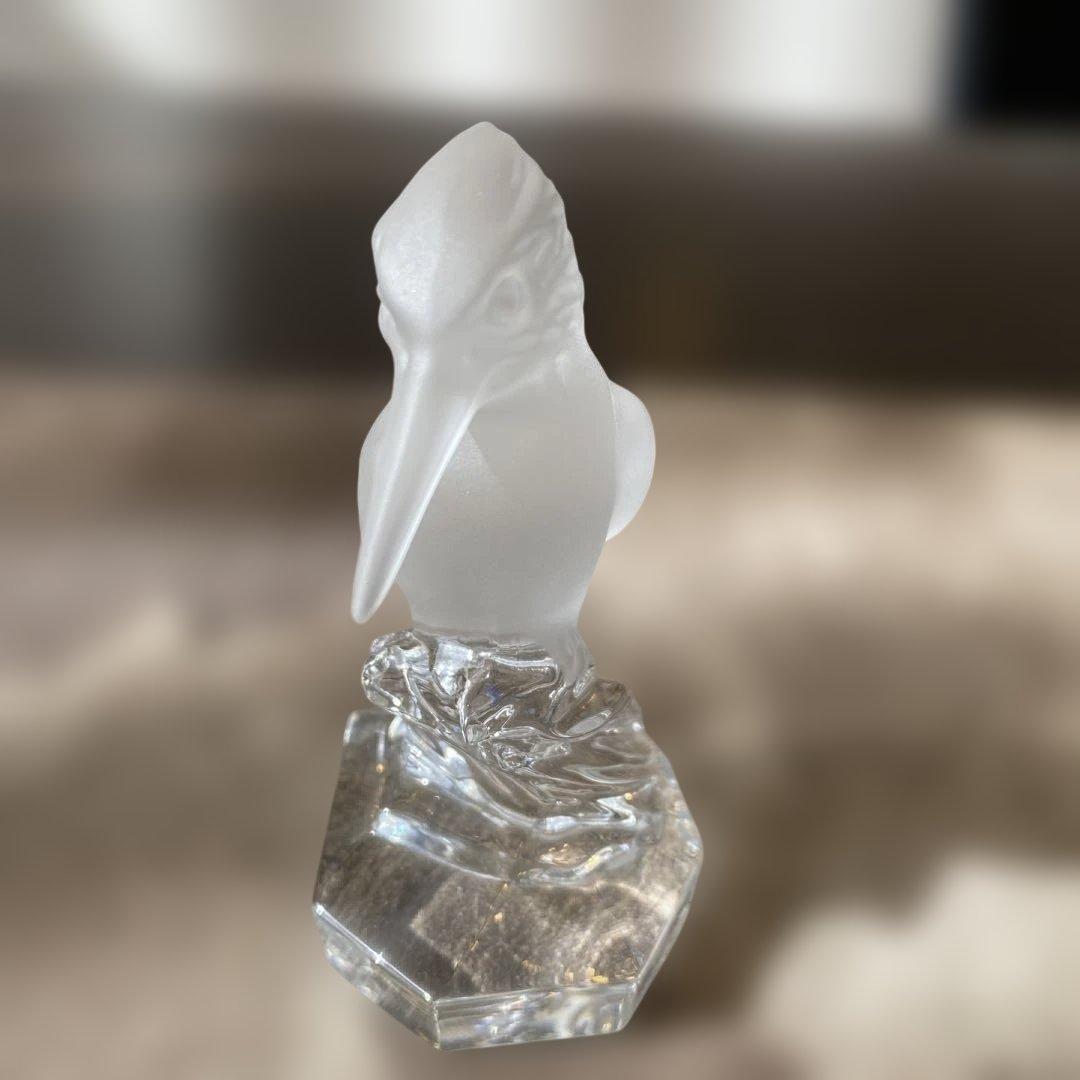 【インテリア　オーナメント（クリスタルのカワセミ）】翡翠はサンドブラスト仕上げ