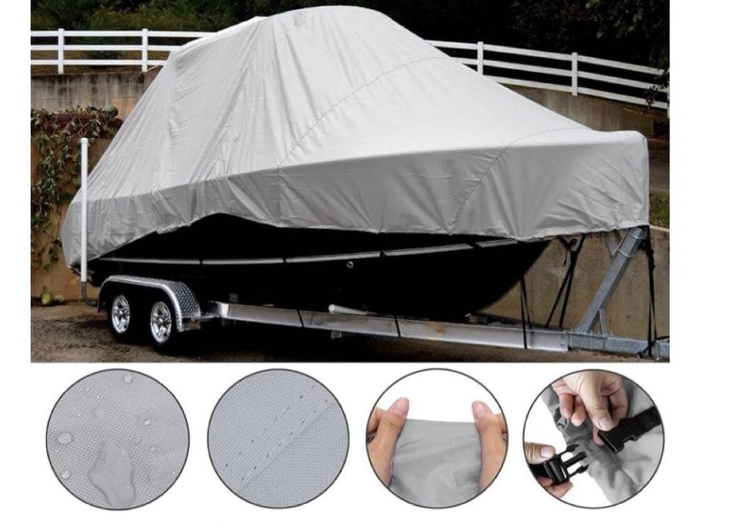 トレーラーブルボートカバー600Dマリングレードpuライニング防水17~19ft