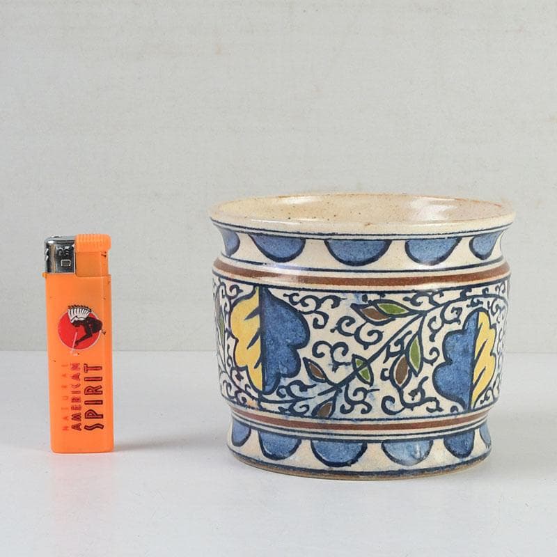 茶道具　膳所焼　陽炎園造　淡海ぜぜ　和蘭陀蔦文　火入　共箱　V　9416