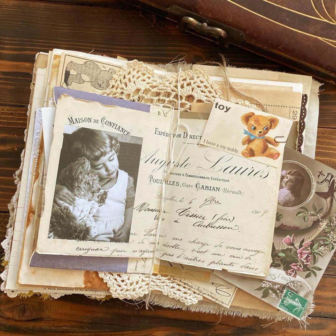 junk journal ジャンクジャーナル雑記帳　蛇腹ファイル　平袋付き