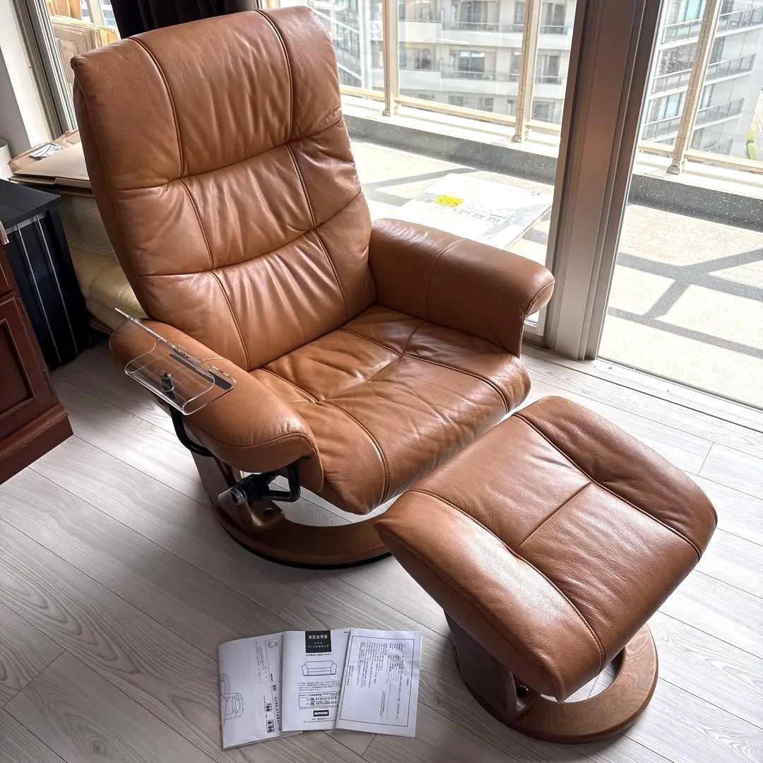 送料込み　ニトリ　パーソナルチェア（ラルフ3革MBR）　※オットマン別配送