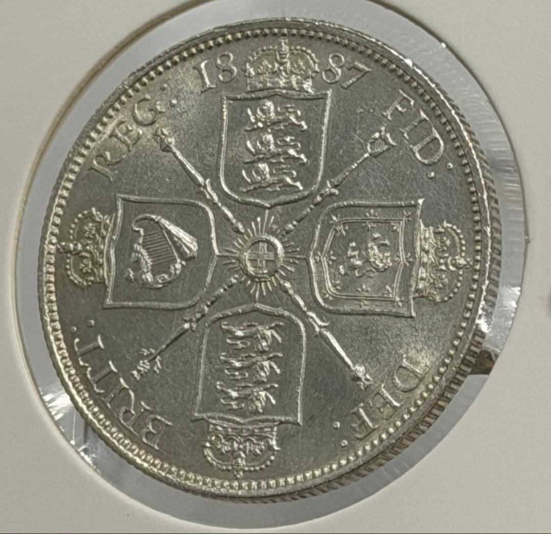 1887年 ヴィクトリア ジュビリーヘッドハーフクラウン銀貨ハイグレード
