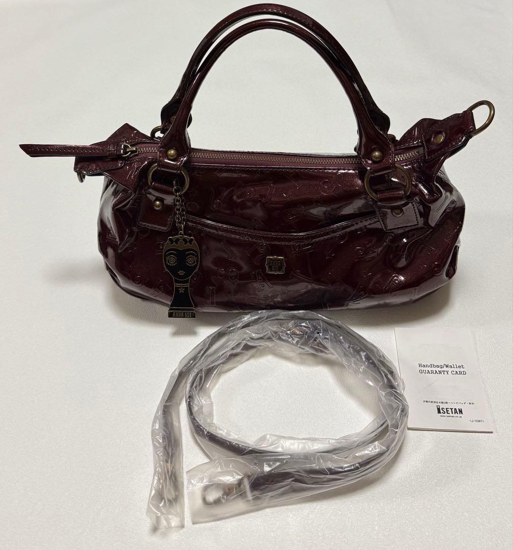 ANNA SUI 2wayボストンバッグ ショルダーバッグ エナメル ロゴ