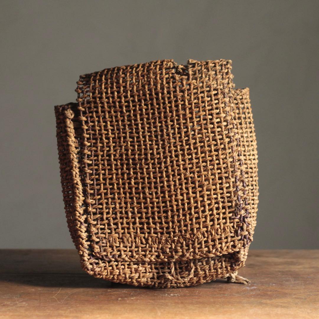 戦時中統制下 植物で編まれた 国民学校ランドセル 古道具 アンティーク オブジェ