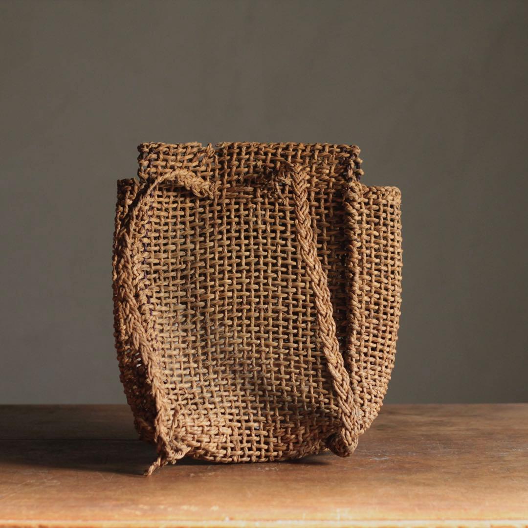 戦時中統制下 植物で編まれた 国民学校ランドセル 古道具 アンティーク オブジェ