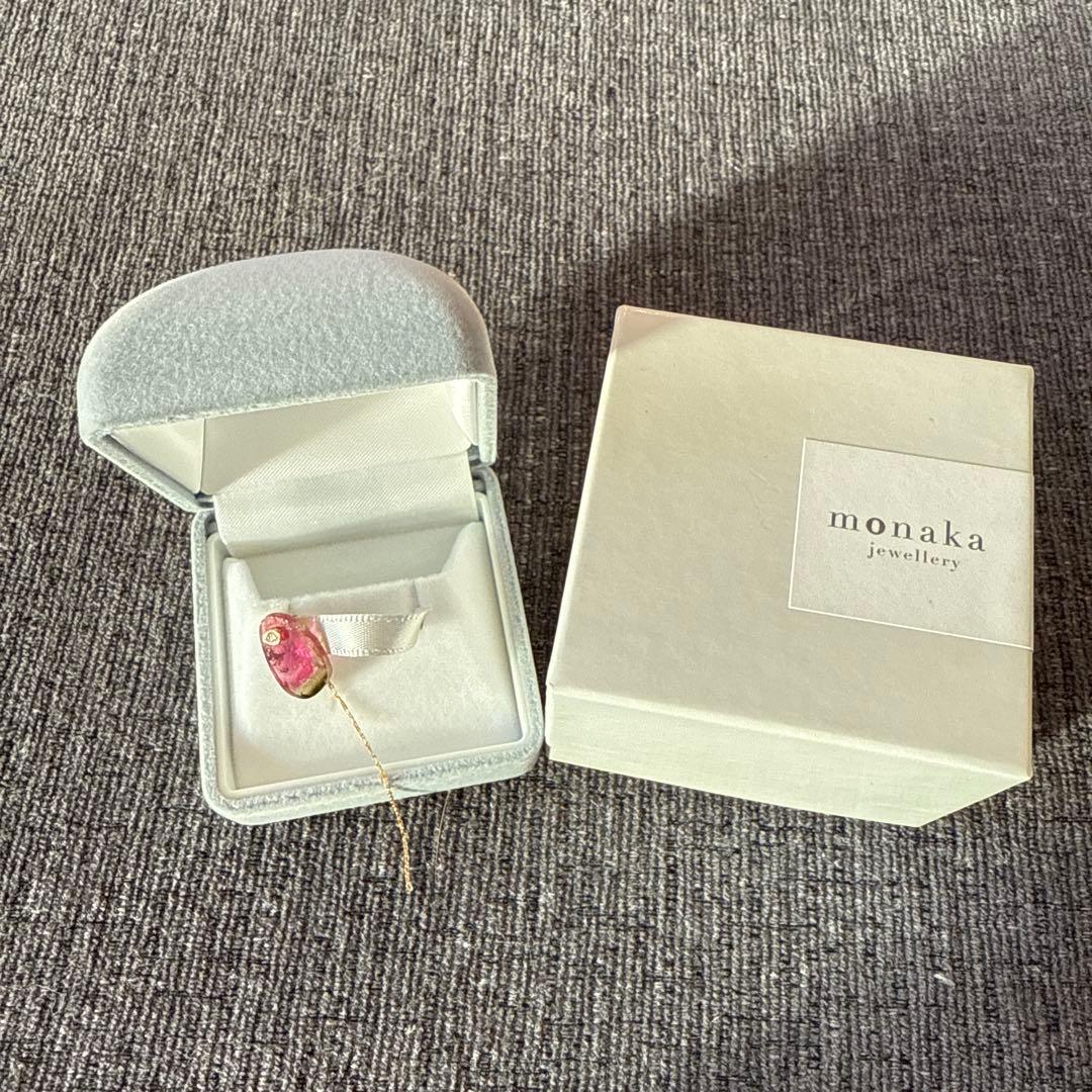 monaka jewellery 天然石ウォーターメロントルマリン ピアス片耳