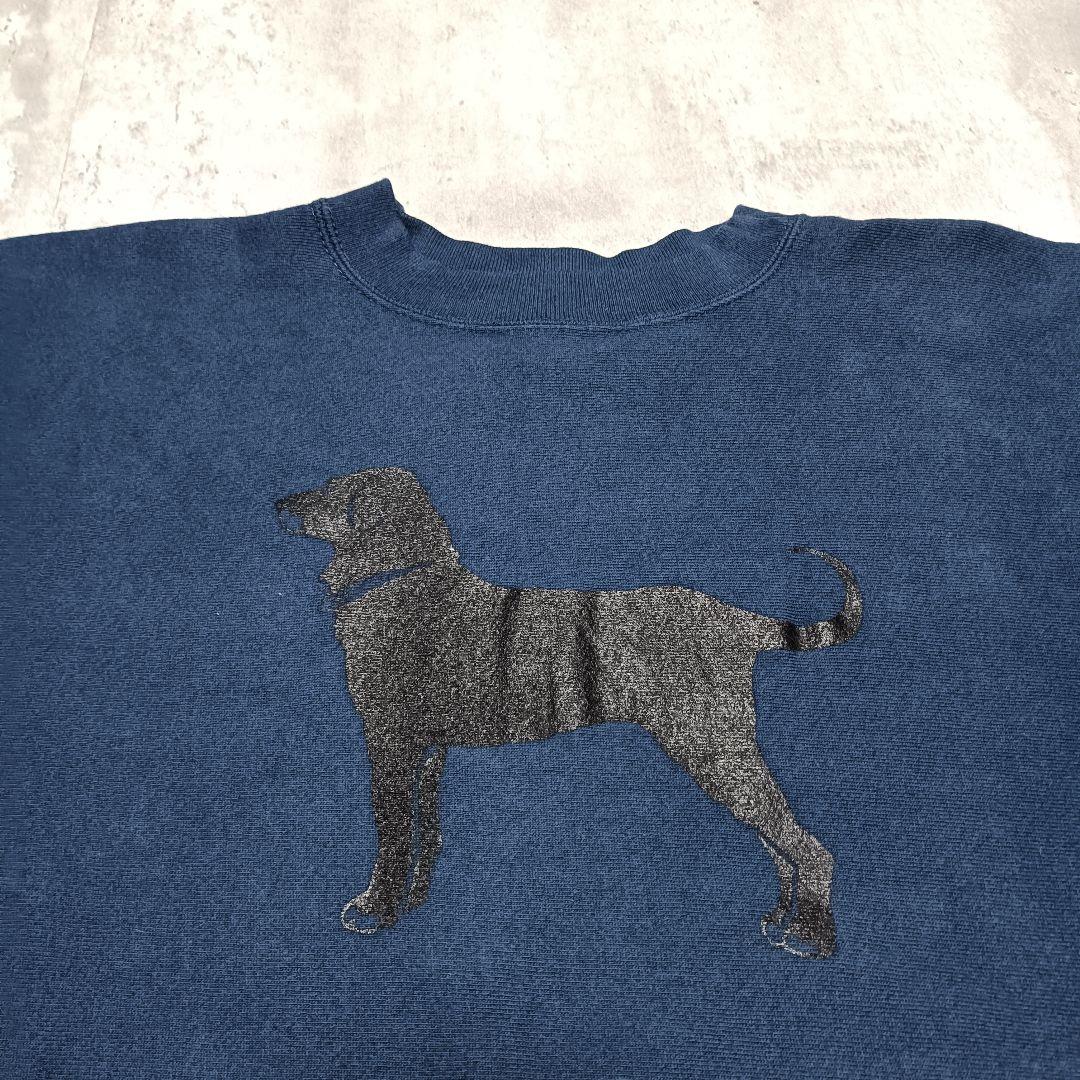 90s USA製 The black dog ネイビー スウェットアニマル XL