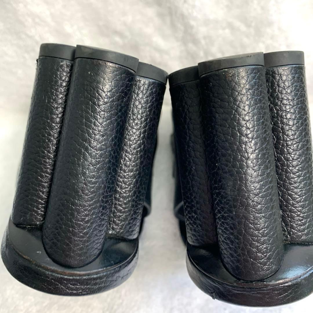 ルイヴィトン　インディアナミュール　サンダル　黒　レザー　変形ヒール　34