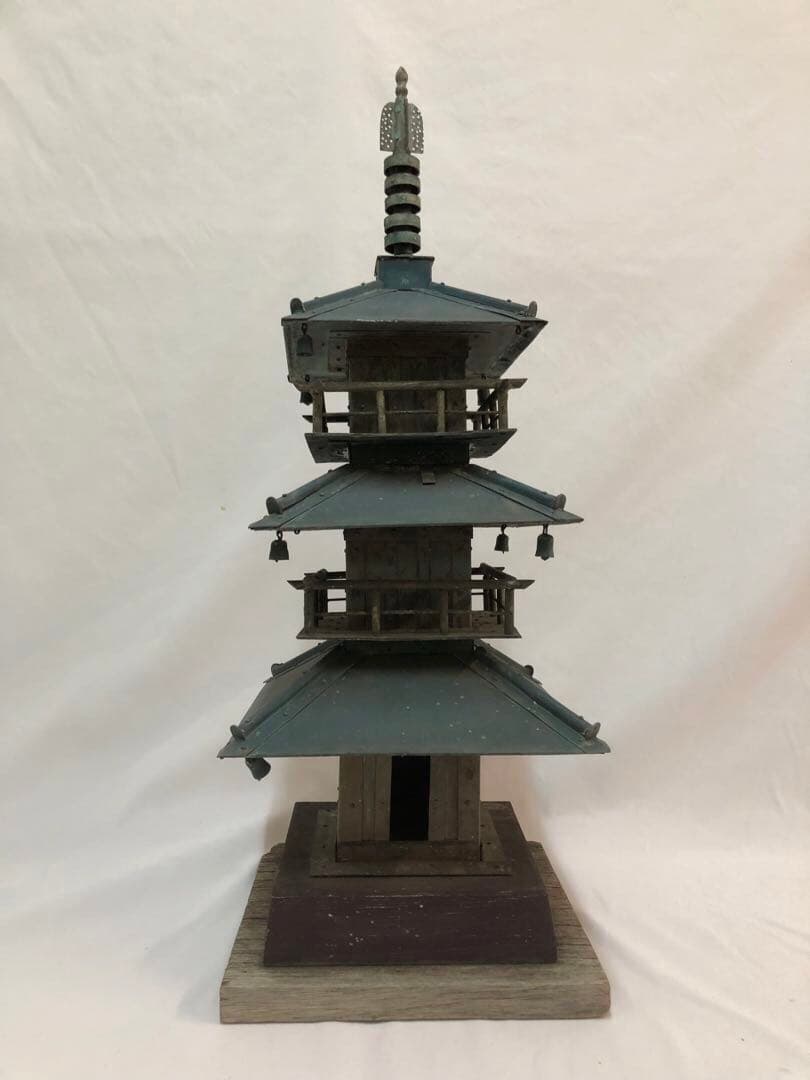 錆あり 昭和レトロ 三重の塔 置物 銅製 ヴィンテージ アンティーク