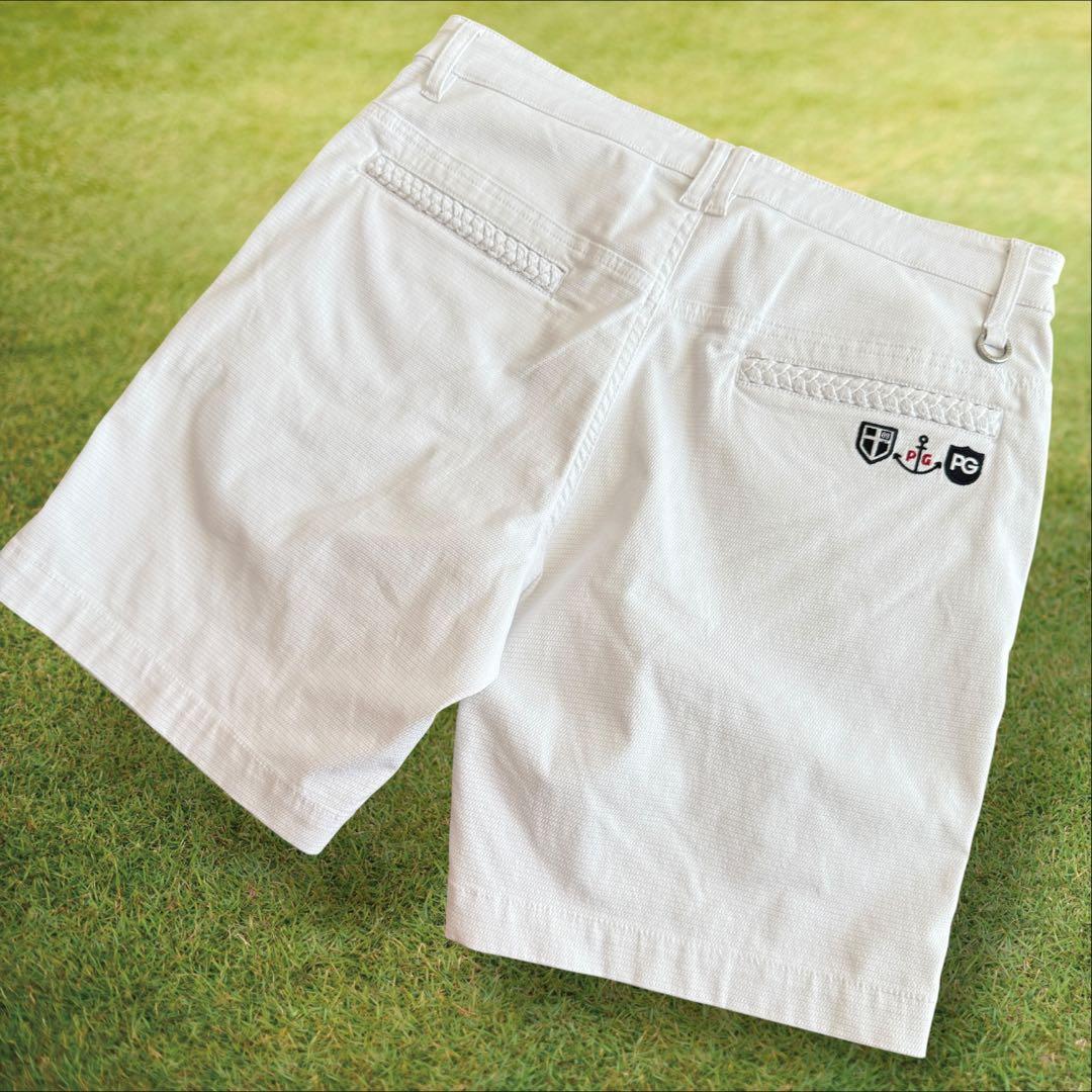 現行モデル　美品　パーリーゲイツ　ハーフパンツ　短パン　白　ホワイト　マリン