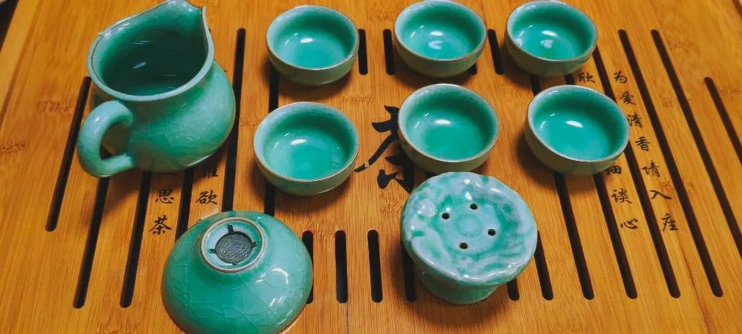 #龍泉青磁茶器 10件セット#世界文化遺産 韓美林