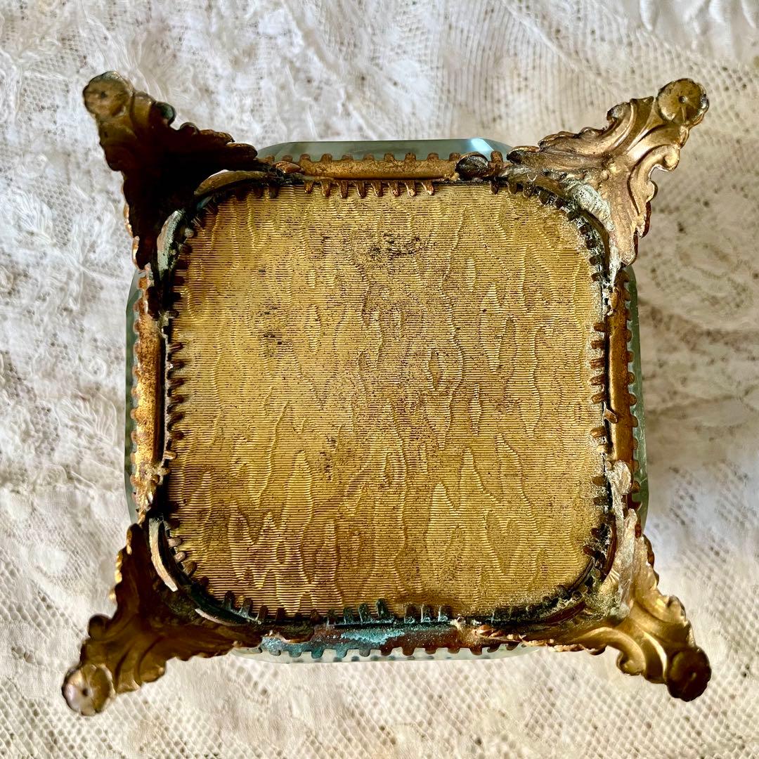 ベベルガラスジュエリーボックスL アクセサリーケース　フランスアンティーク