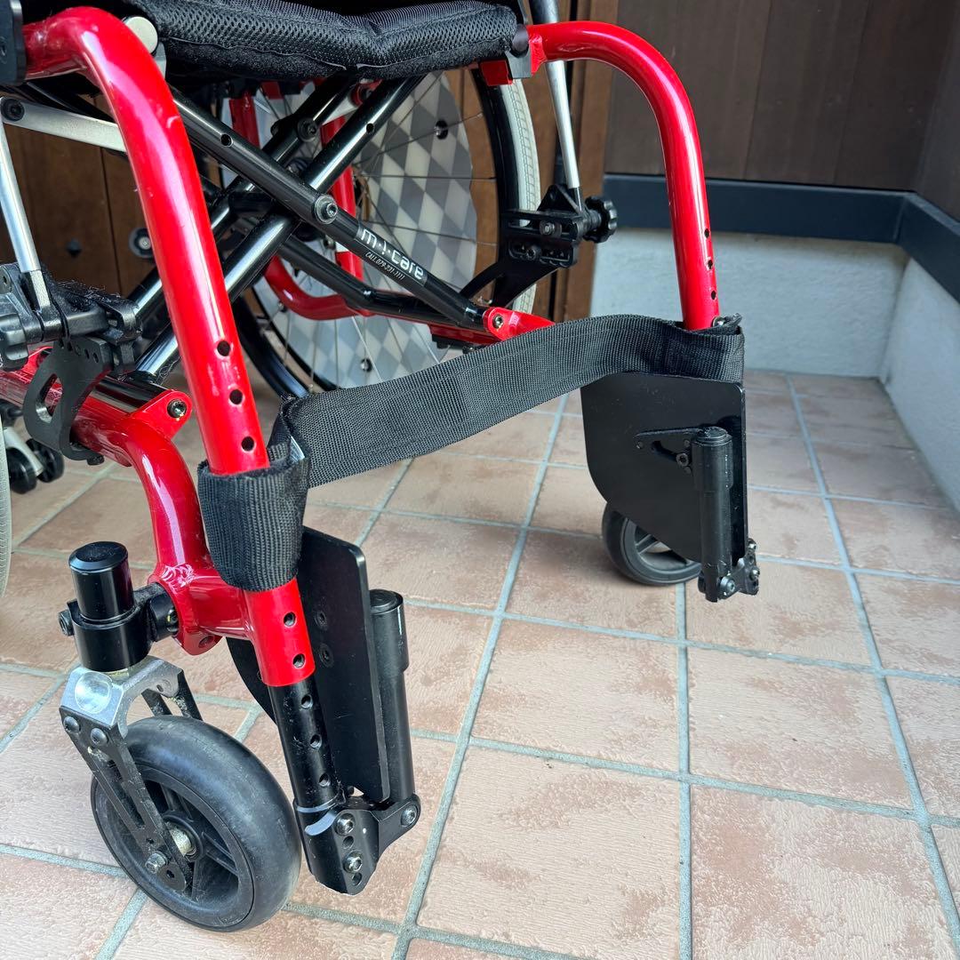 車いす　OX miniNeoジュニア　スクール　赤　チェッカー柄　子供用車椅子