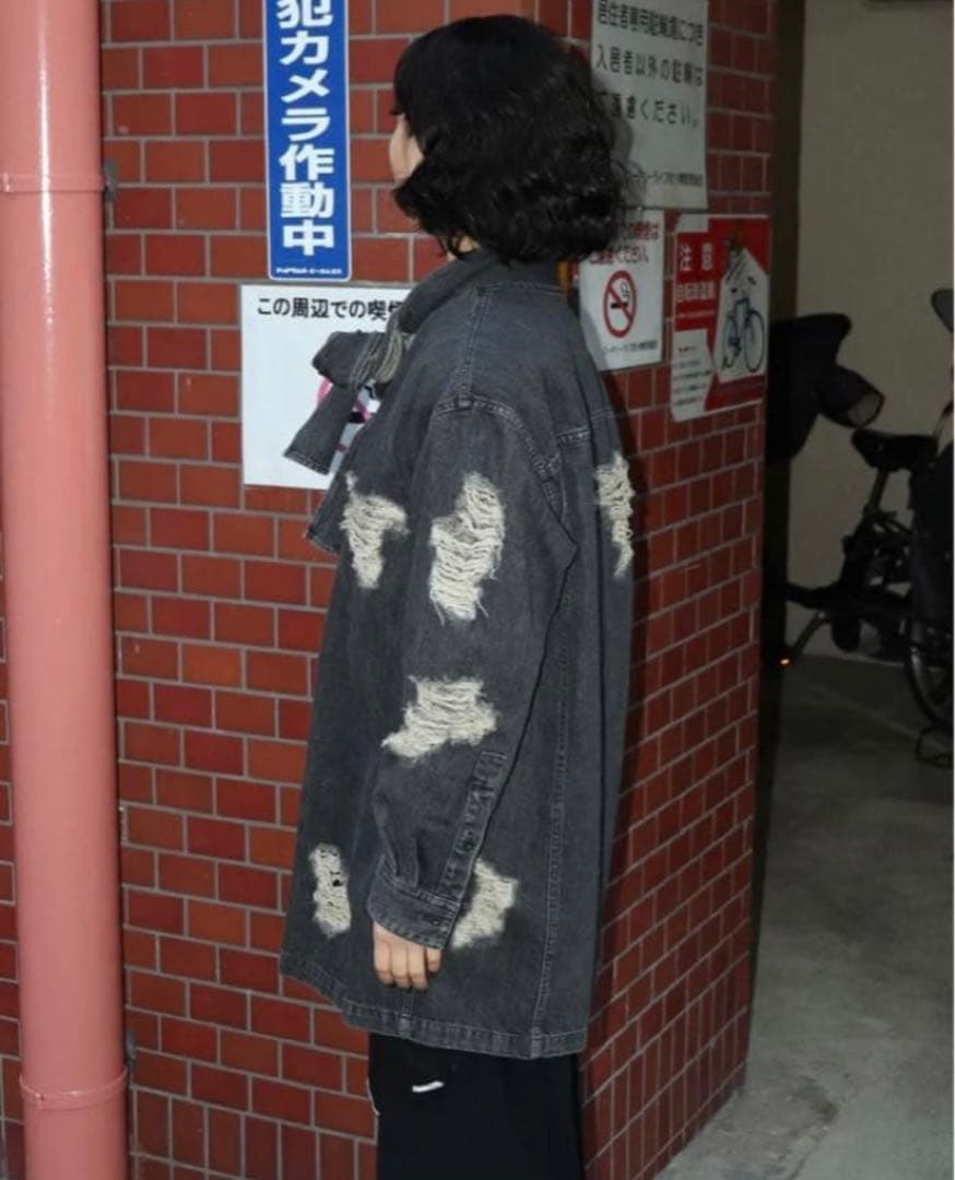 【美品】BELPER デニムボウタイブラウス　ブラック