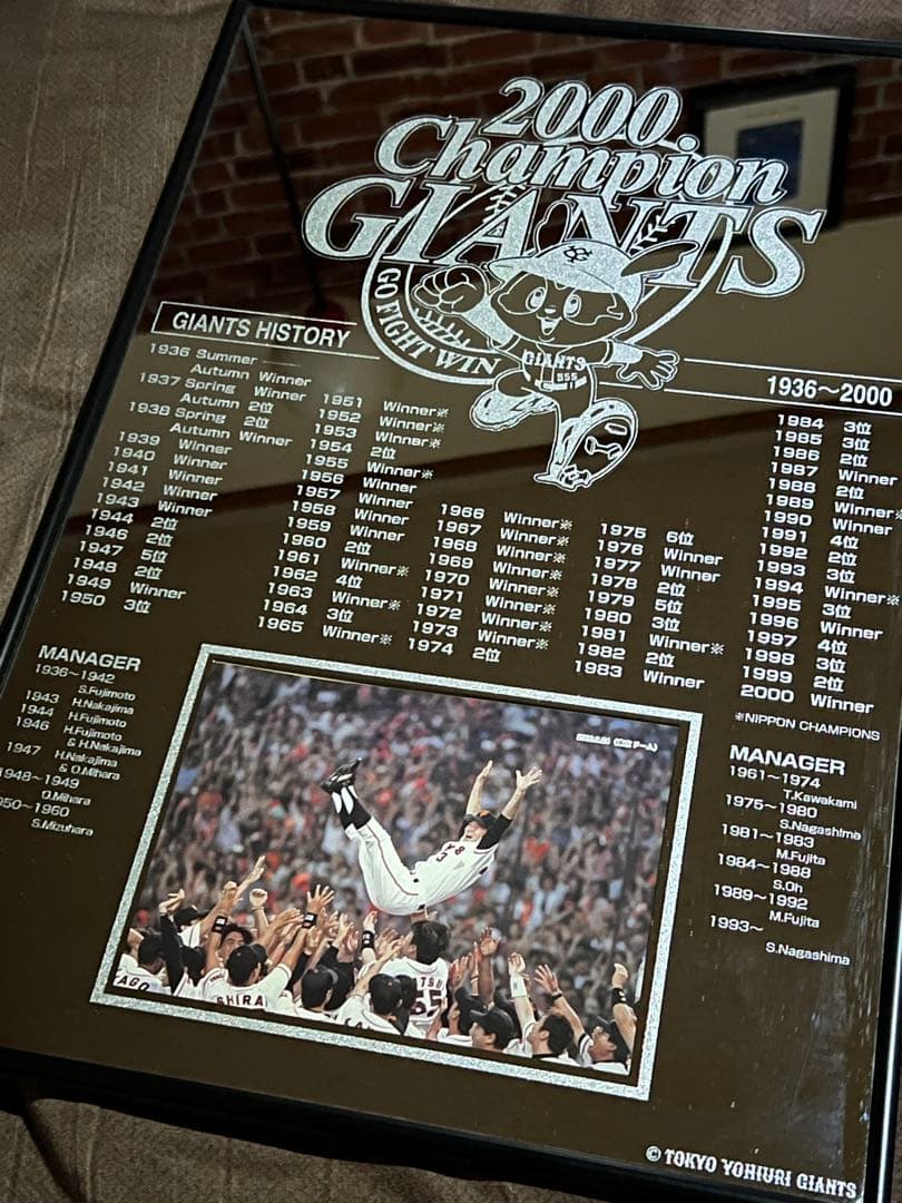 ☆2000年 読売ジャイアンツ チャンピオン記念パブミラー／新品・未使用☆