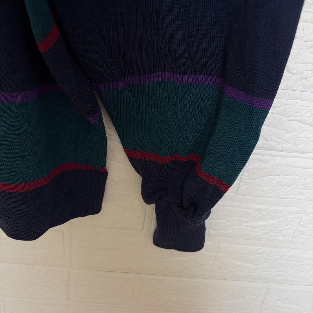 希少2XLT 90s BARBARIAN 厚手ラガーシャツ ボーダー 刺繍ロゴ