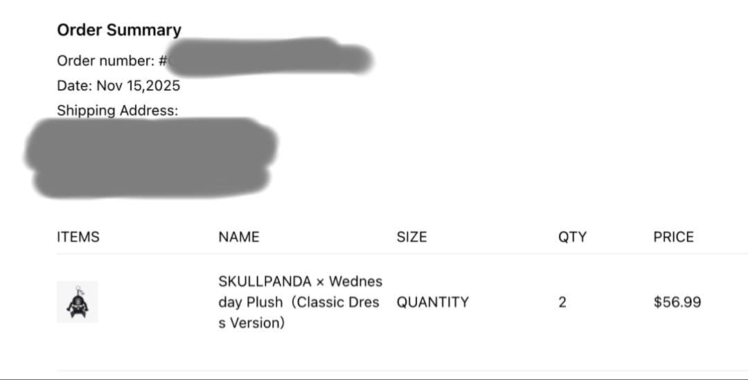 【US限定】 skullpanda Wednesday ぬいぐるみ