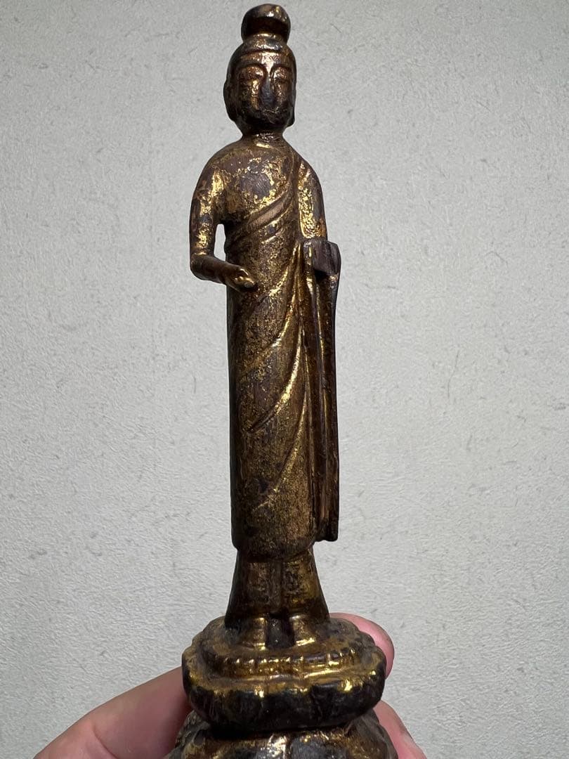 中国 逸品 釈迦如来立像 金箔 金彩 木彫 一木造 仏像 仏教美術 骨董 古美術