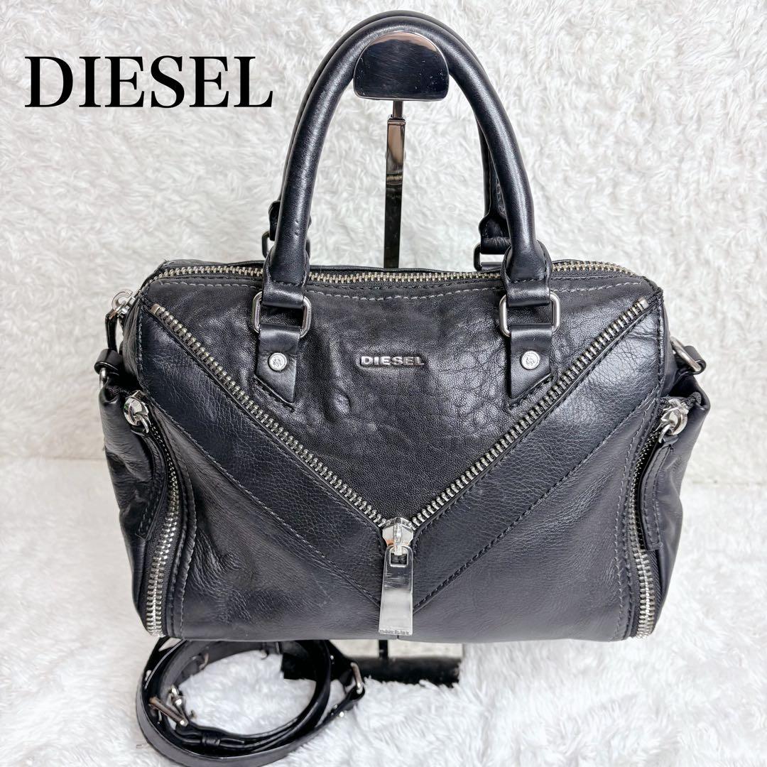 DIESEL ディーゼル レザー 2WAY ハンドバッグ ショルダー 黒