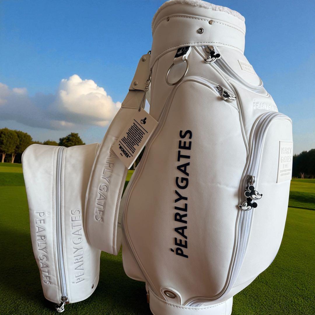 現行モデル　限定シリアル付　パーリーゲイツ　キャディバッグ　白　ディズニーコラボ