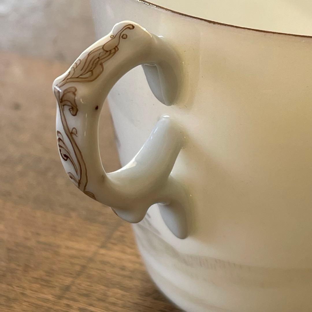 横浜焼 井村製 明治 輸出手 アンティーク カップ＆ソーサー1客  業平東下り図