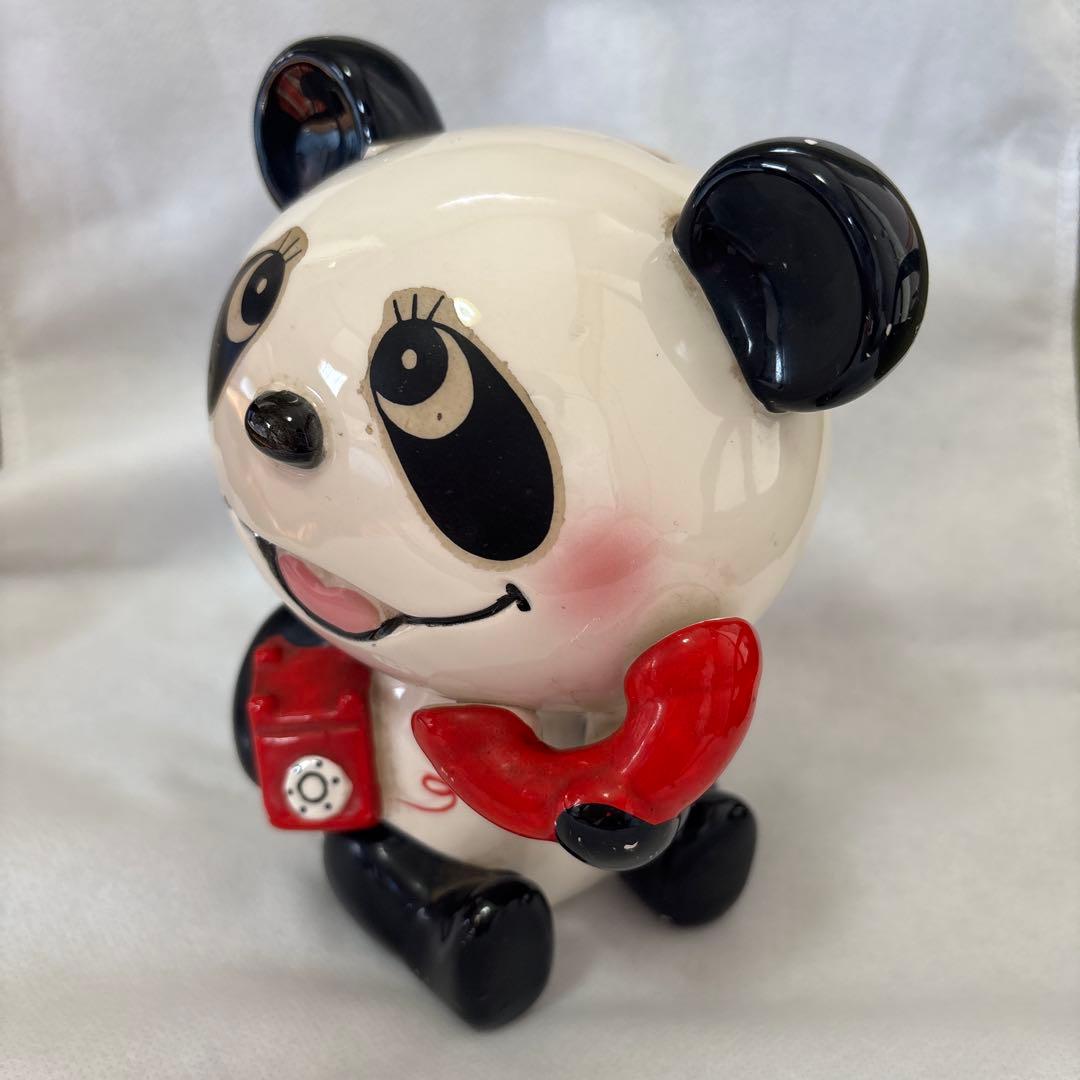 ☆希少☆昭和レトロ　内藤ルネ　パンダ赤電話　陶器貯金箱