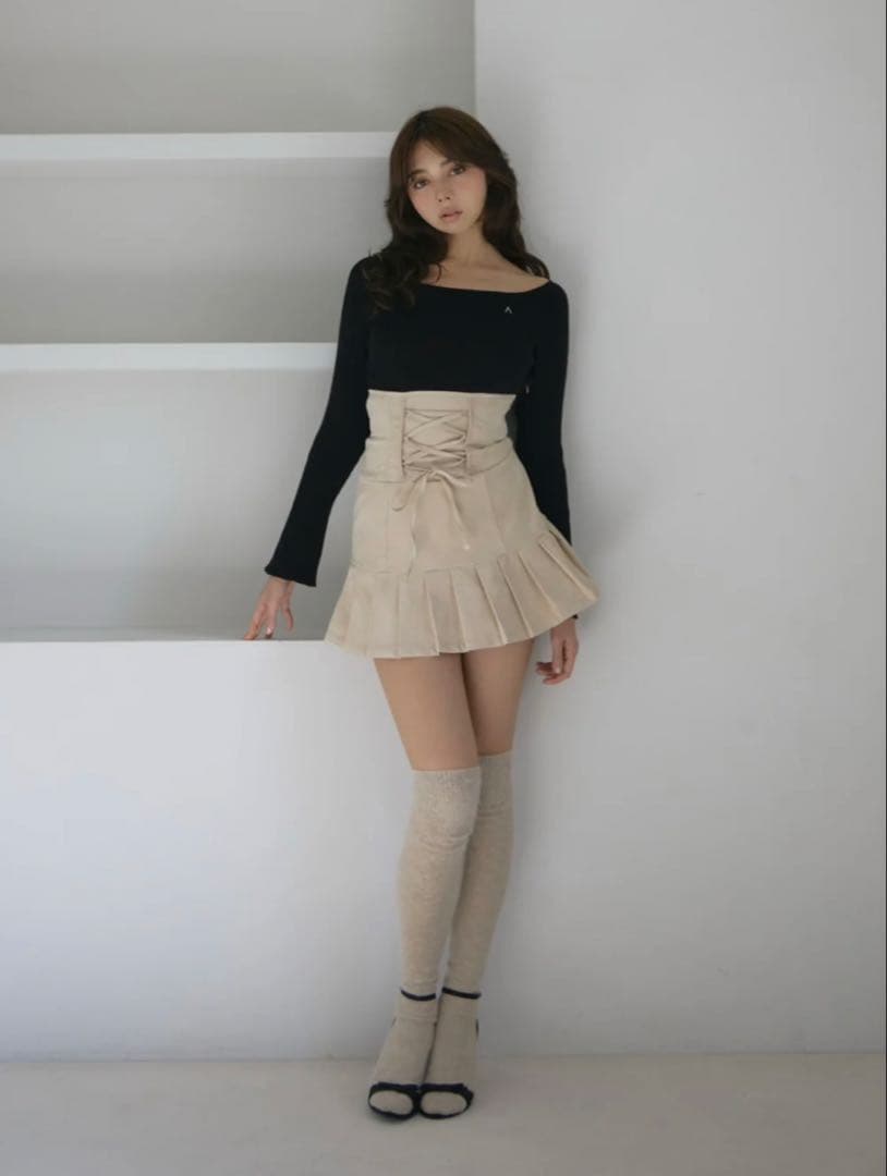 ワンピース High waist velour mini dress andmary
