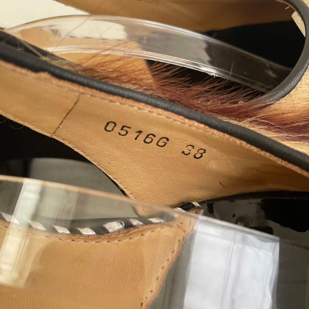 TOGA PULLA ヘアカーフサンダル　チャンキーヒール　ブラウン　38