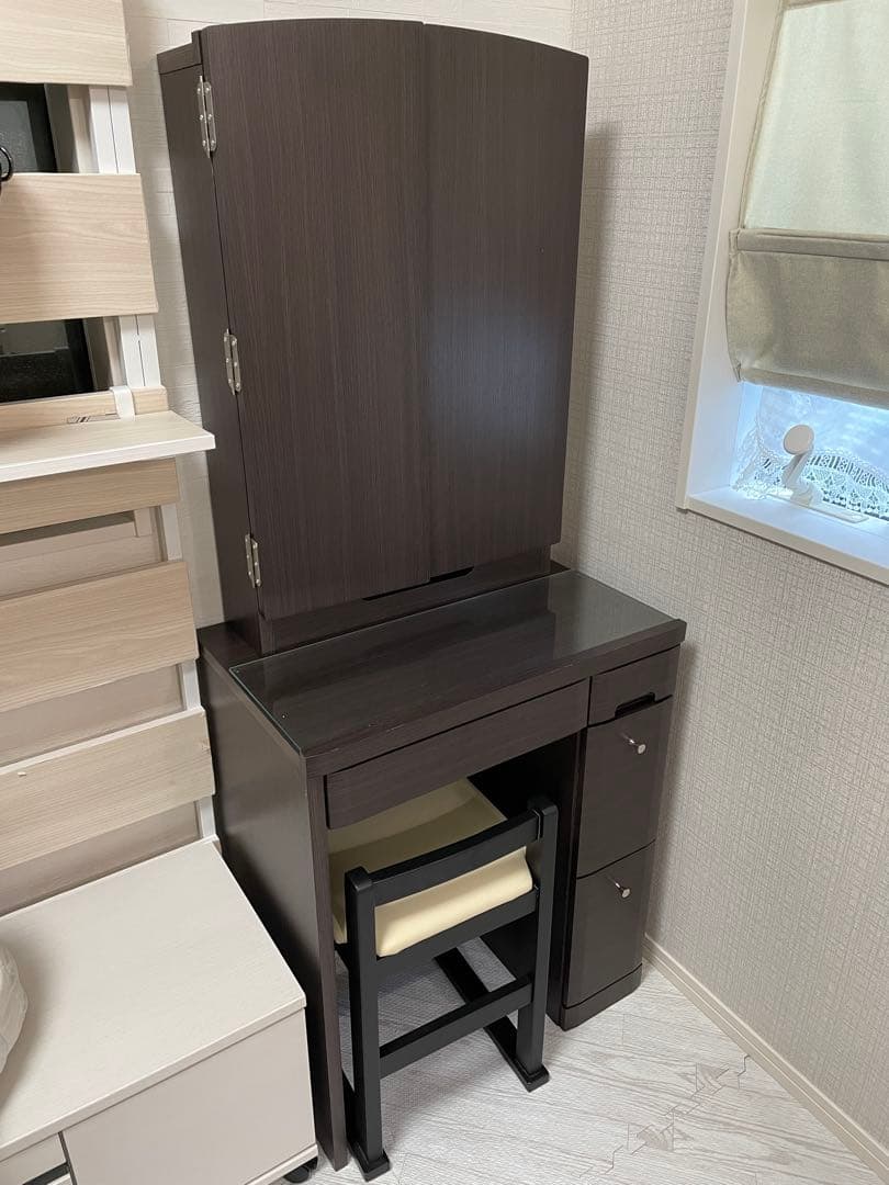 【引き取り限定】ドレッサー 3面鏡 椅子付き ニトリ