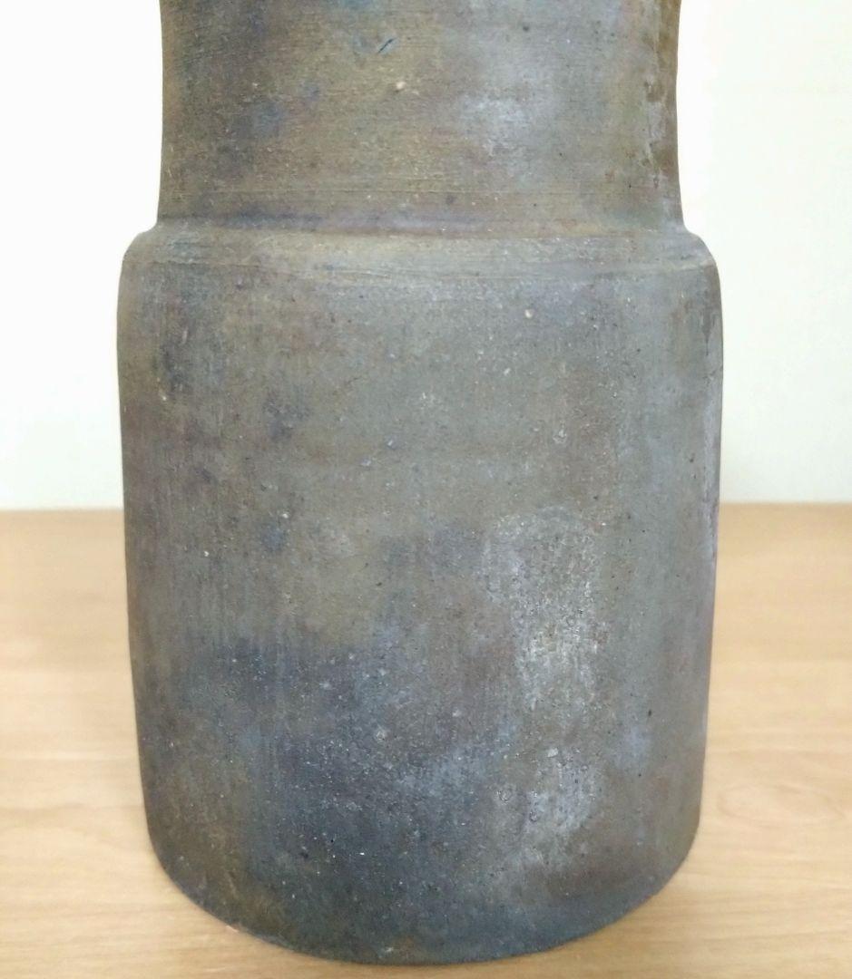 矢部篤郎作　備前焼窯変耳付花入　備前花入　山本陶秀　人間国宝　花器