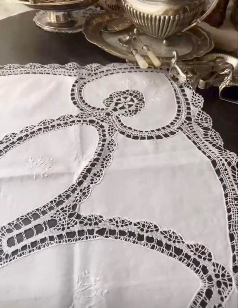 Vintageアンティーク ボビンレース テーブルクロス