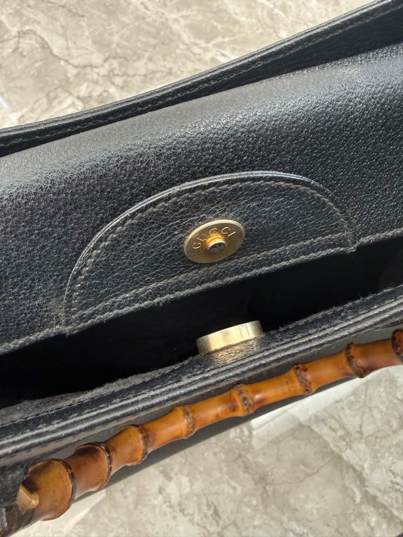 美品GUCCI グッチ バンブー ダイアナ ハンドバッグ レザー　黒 ブラック
