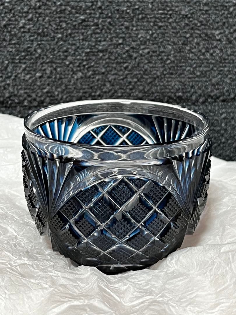 薩摩ガラス工芸作　薩摩切子　切子小付鉢