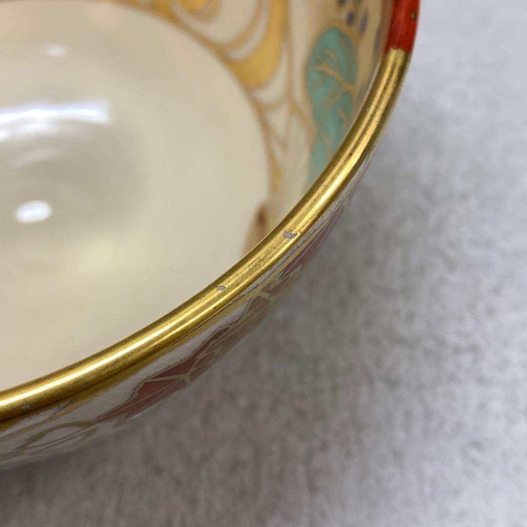 A-3 茶碗 平安紫雲 色絵扇面鶴文 木箱 橋本紫雲 茶道具 抹茶 和食器