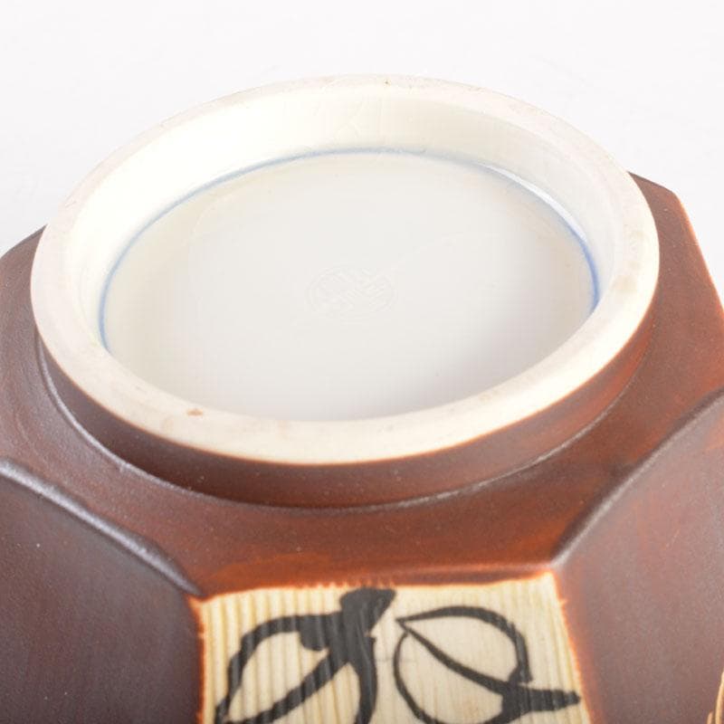 美濃焼　幸兵衛窯　加藤幸兵衛作　鉄絵花草文　八角向付　六客　共箱　C　6857A