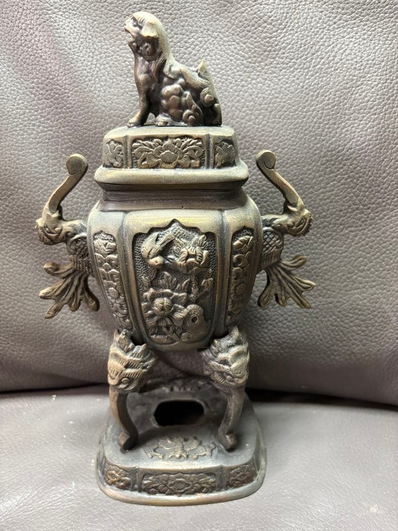 獅子香炉　置物