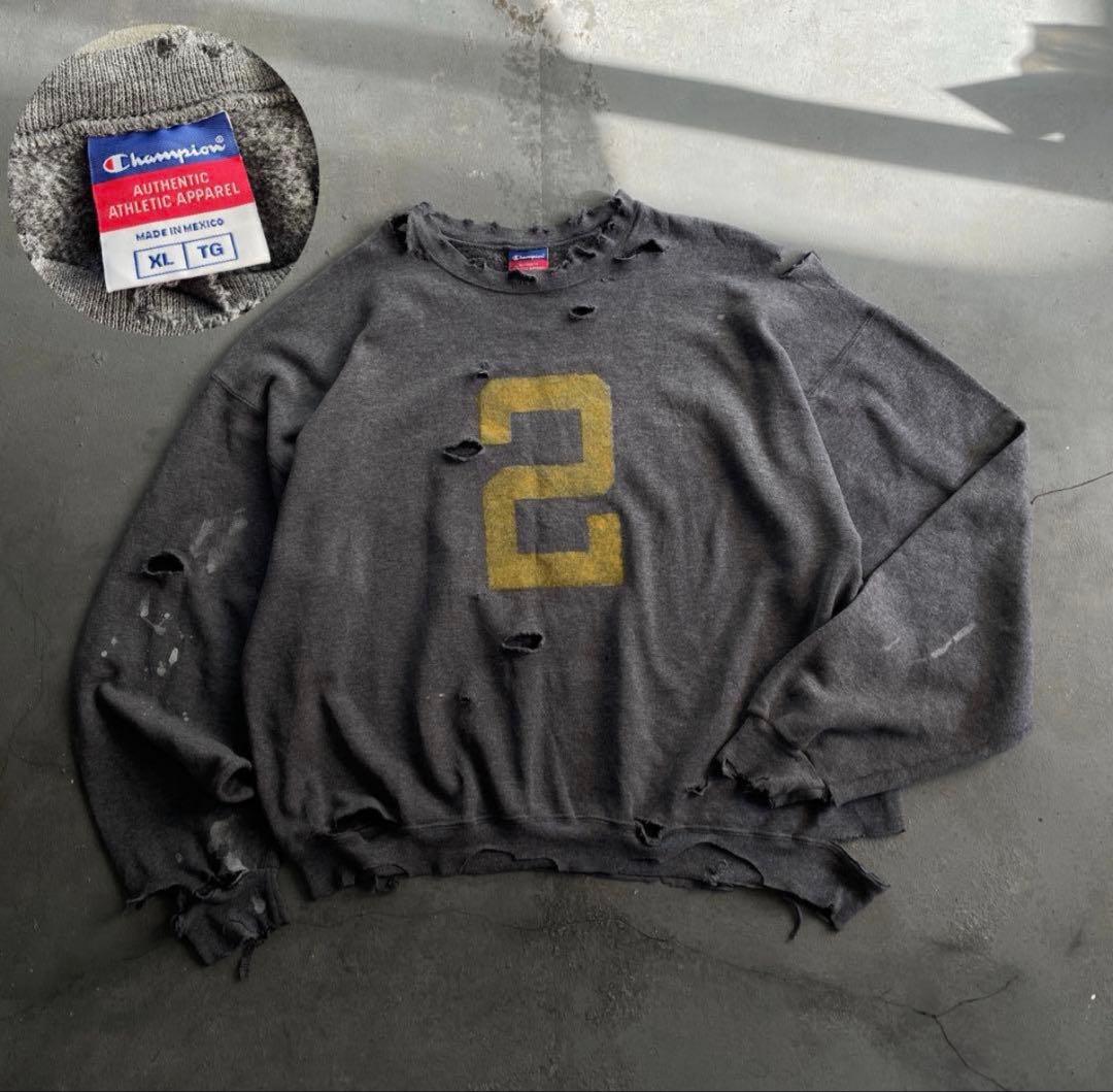 90's Champion XL ナンバーペイント boro sweat